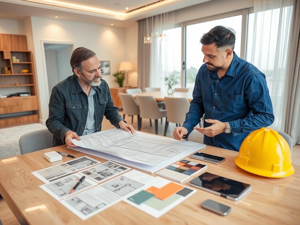 مقاول ترميمات يناقش خطة العمل مع العميل في منطقة الظهر مقاول ترميمات يناقش خطة العمل مع العميل في منطقة الظهر