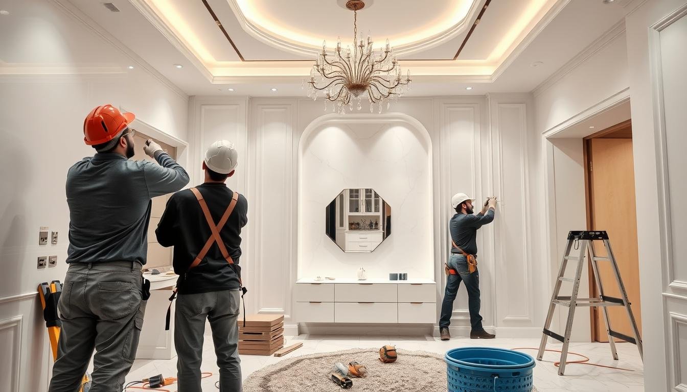 مقاول تشطيبات بالكويت يقوم بأعمال تشطيب داخلية لمنزل فاخر