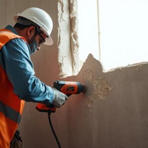 مقاول تكسير وترميم يقوم بتكسير طوافة بأدوات متخصصة مقاول تكسير وترميم يقوم بتكسير طوافة بأدوات متخصصة