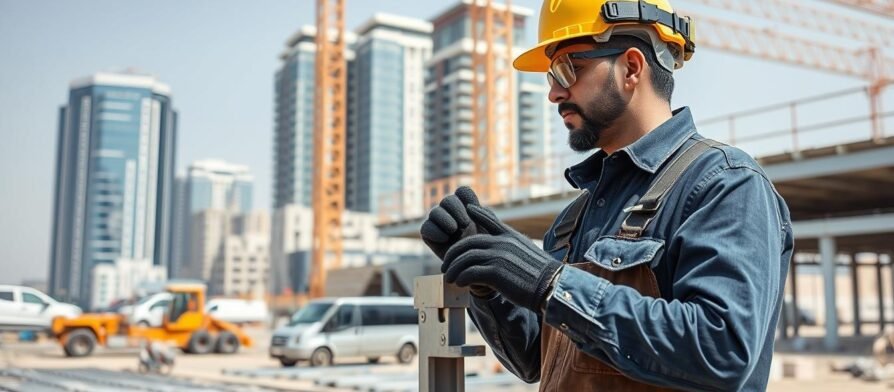 مقاول حدادة الكويت يعمل على مشروع إنشائي كبير