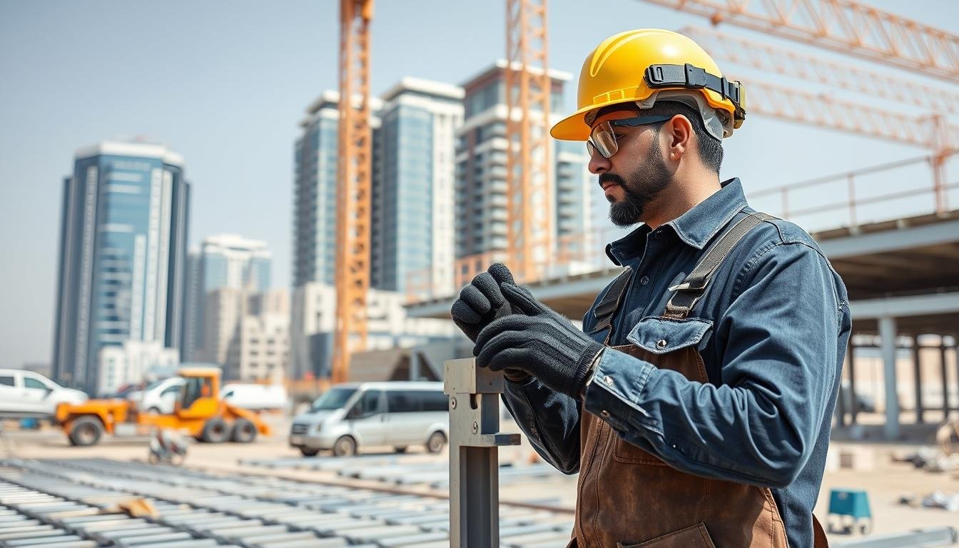 مقاول حدادة الكويت يعمل على مشروع إنشائي كبير