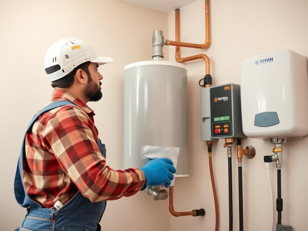 مقاول صحي الكويت يقوم بتركيب سخان مياه مركزي في منزل كويتي