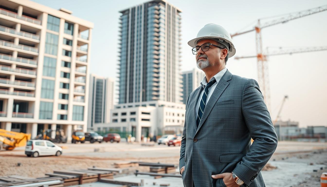 مقاول عام يشرف على موقع بناء في الكويت