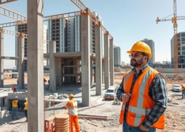 مقاول عظم بالكويت يشرف على موقع بناء لهيكل إنشائي