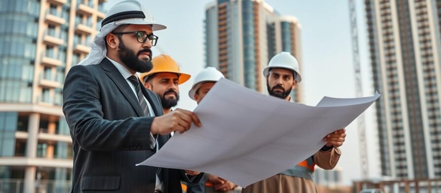 مقاول مبانى الكويت يشرف على موقع بناء حديث