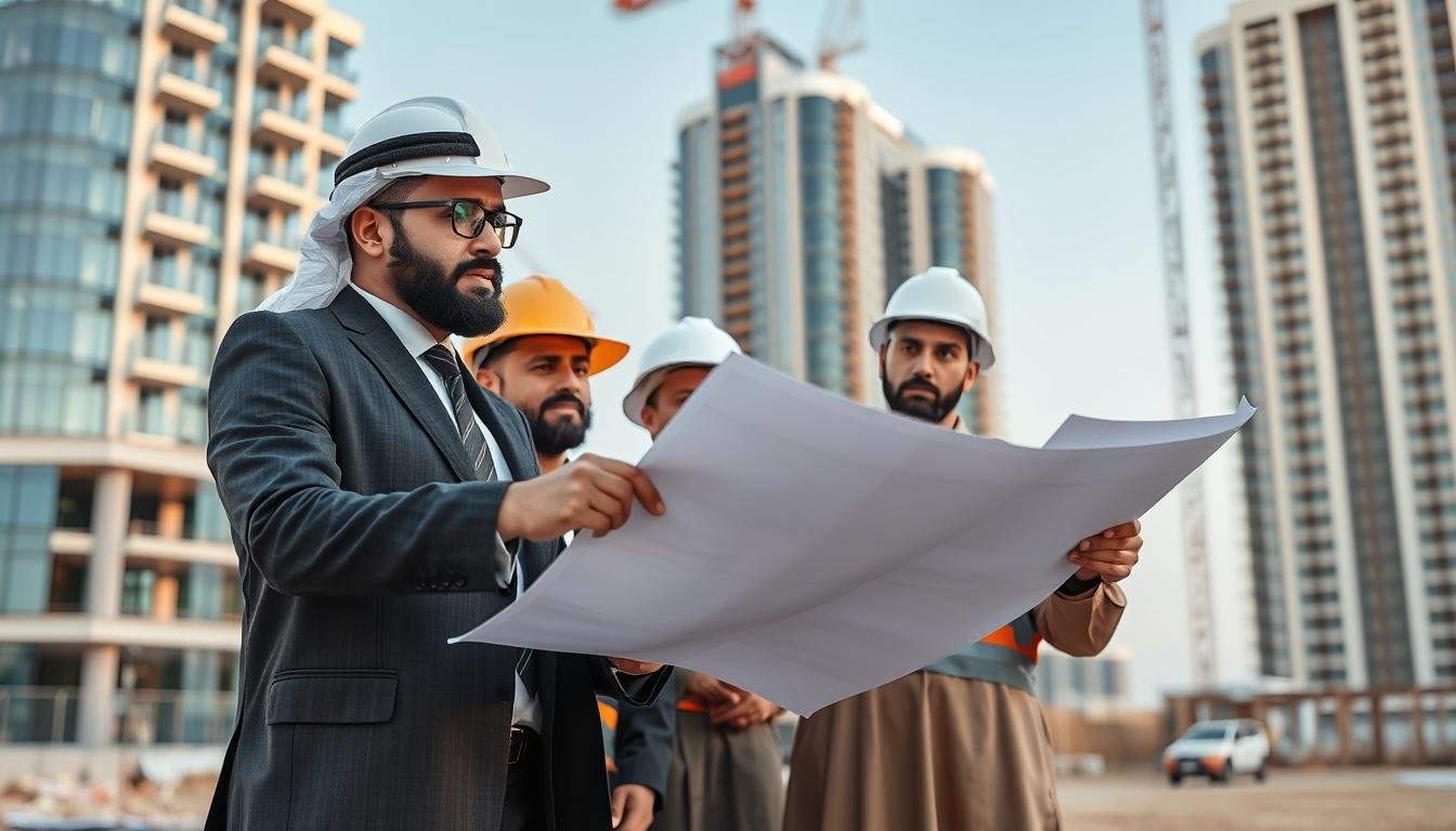 مقاول مبانى الكويت يشرف على موقع بناء حديث