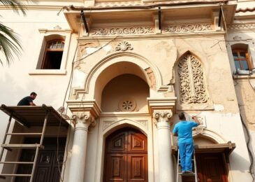 منزل كويتي تقليدي يخضع لعملية ترميم مع الحفاظ على الطابع المعماري الأصيل