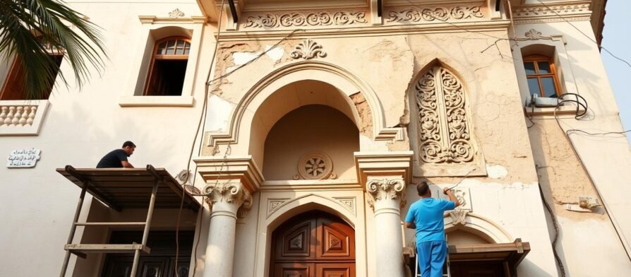 منزل كويتي تقليدي يخضع لعملية ترميم مع الحفاظ على الطابع المعماري الأصيل