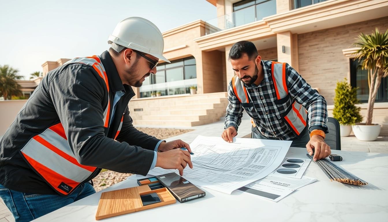 مهندس ومقاول يناقشان خطة ترميمات ضاحية عبدالله السالم