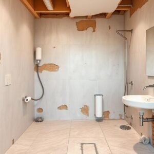 نتيجة تكسير حمامات احترافي يظهر الأرضية والجدران جاهزة للتجديد نتيجة تكسير حمامات احترافي يظهر الأرضية والجدران جاهزة للتجديد