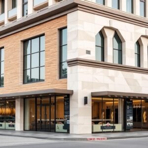 واجهة مبنى تجاري بعد الترميم والتحديث