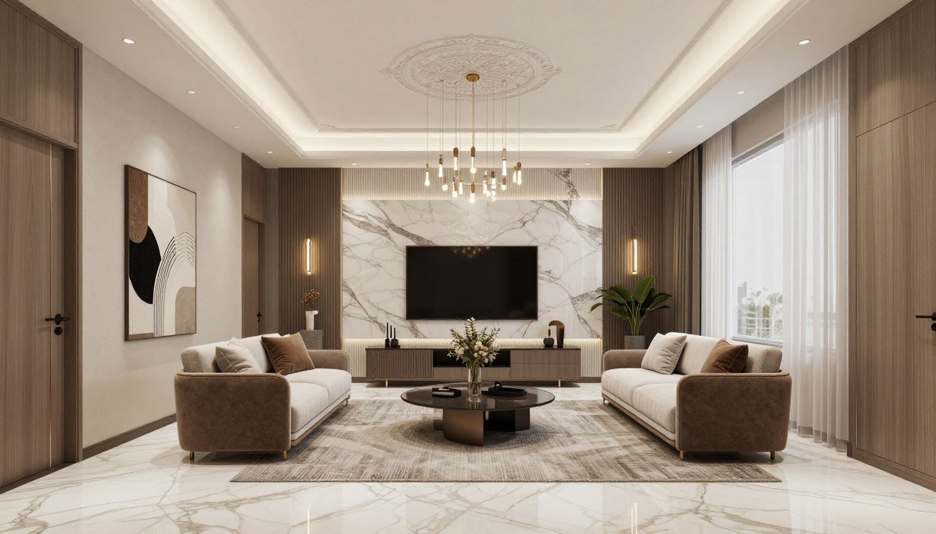 تشطيبات داخلية فاخرة في منزل كويتي حديث