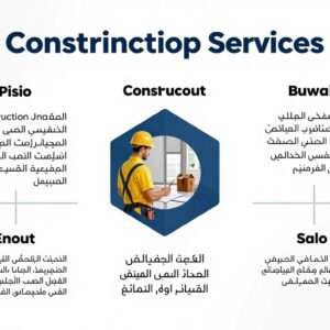مجموعة متنوعة من خدمات المقاولات العامة في الكويت تشمل البناء والترميم والتشطيب