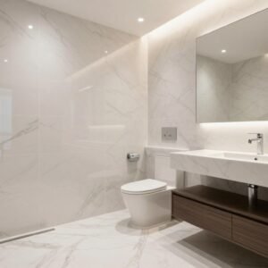 حمام فاخر مع تركيب سيراميك ورخام عالي الجودة في الكويت