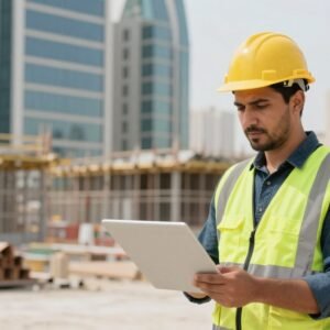 مقاول مباني مقاول صبغ يعمل على مشروع بناء في الكويت