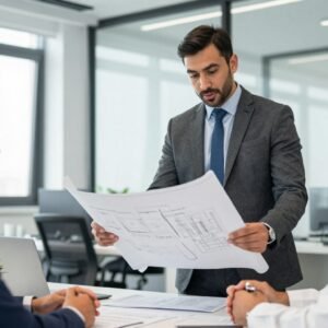 مقاول يناقش تفاصيل المشروع مع العميل في الكويت مقاول يناقش تفاصيل المشروع مع العميل في الكويت