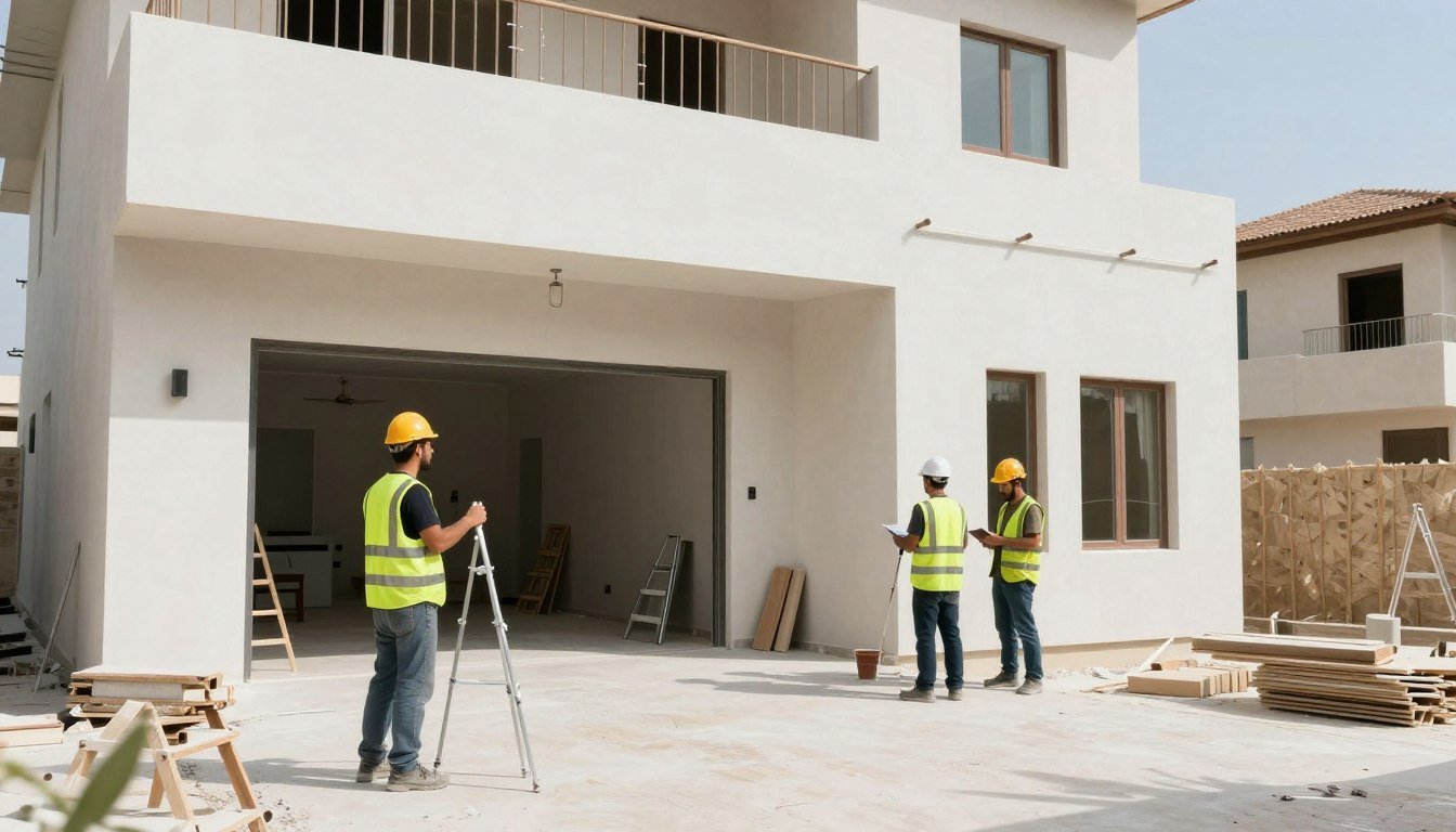 مقاول ترميمات عامة يعمل على ترميم منزل في الكويت
