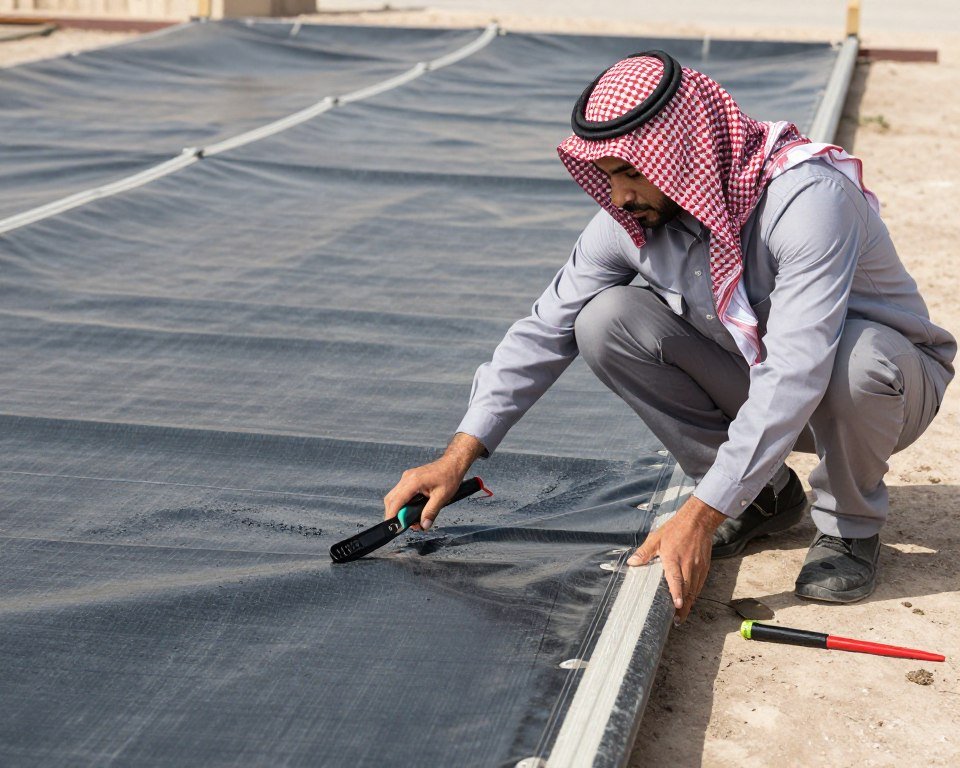 معلم طربال سعودي يقوم بأعمال الصيانة والفحص الدوري