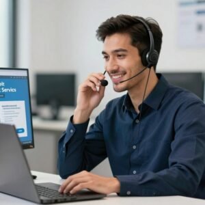ممثل خدمة العملاء يجيب على استفسارات العملاء حول خدمات السباكة
