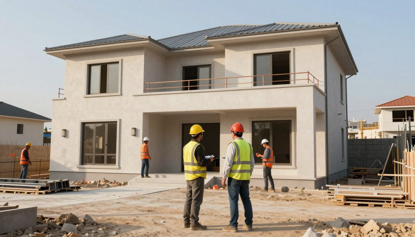 مقاول الكويت أثناء متابعة مشروع بناء