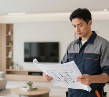 مقاول تشطيبات بالكويت أثناء معاينة منزل