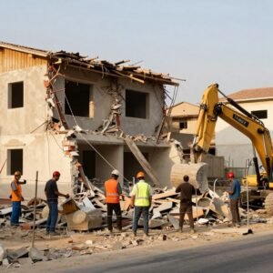 هدم منازل الكويت مع حماية محيط الموقع